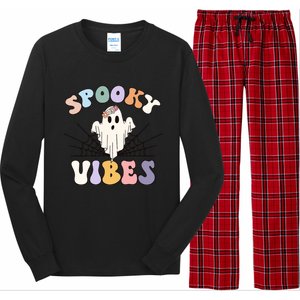 Groovy Boo Ghost Spooky Vibes Halloween Costumes Gift Long Sleeve Pajama Set