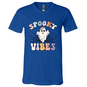 Groovy Boo Ghost Spooky Vibes Halloween Costumes Gift V-Neck T-Shirt