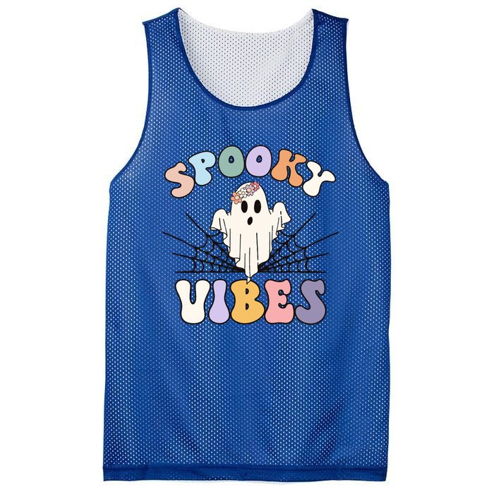 Groovy Boo Ghost Spooky Vibes Halloween Costumes Gift Mesh Reversible Basketball Jersey Tank