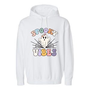 Groovy Boo Ghost Spooky Vibes Halloween Costumes Gift Garment-Dyed Fleece Hoodie