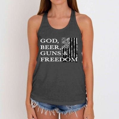 God Beer Guns Freedom Country Rights Party Republican Trendy Gift Women's Knotted Racerback Tank