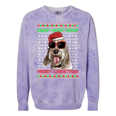 Grand Basset Griffon Vendeen Woof Merry Christmas Gift Colorblast Crewneck Sweatshirt