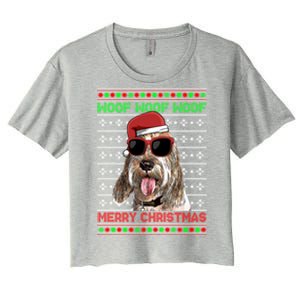 Grand Basset Griffon Vendeen Woof Merry Christmas Gift Women's Crop Top Tee