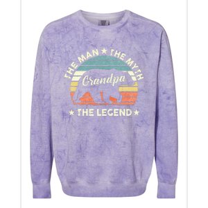 Grandpa Bear Gift For Fathers Day The Man Myth Legend Colorblast Crewneck Sweatshirt