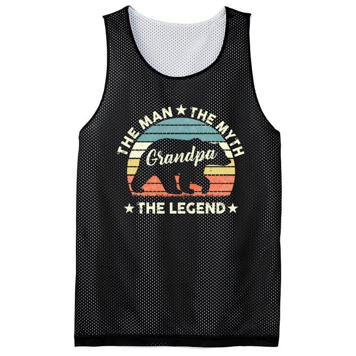 Grandpa Bear Gift For Fathers Day The Man Myth Legend Mesh Reversible Basketball Jersey Tank