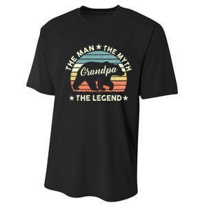 Grandpa Bear Gift For Fathers Day The Man Myth Legend Performance Sprint T-Shirt