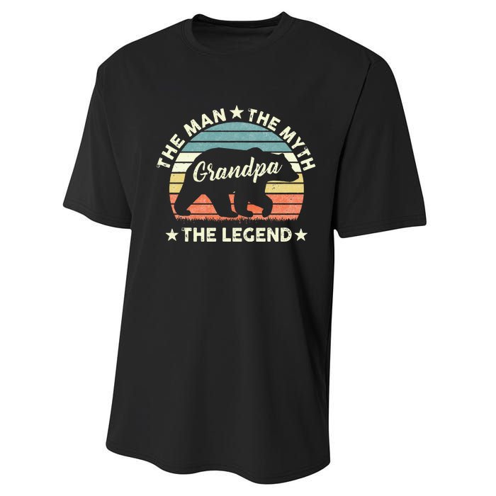 Grandpa Bear Gift For Fathers Day The Man Myth Legend Performance Sprint T-Shirt