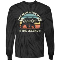 Grandpa Bear Gift For Fathers Day The Man Myth Legend Tie-Dye Long Sleeve Shirt