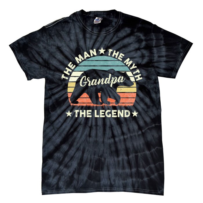 Grandpa Bear Gift For Fathers Day The Man Myth Legend Tie-Dye T-Shirt