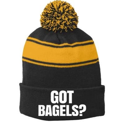 Got Bagels Stripe Pom Pom Beanie