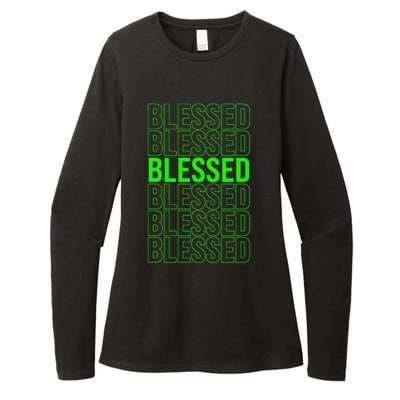 Green Blessed Green Womens CVC Long Sleeve Shirt