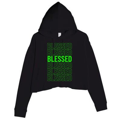 Green Blessed Green Crop Fleece Hoodie