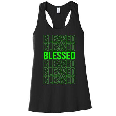 Green Blessed Green Women's Racerback Tank