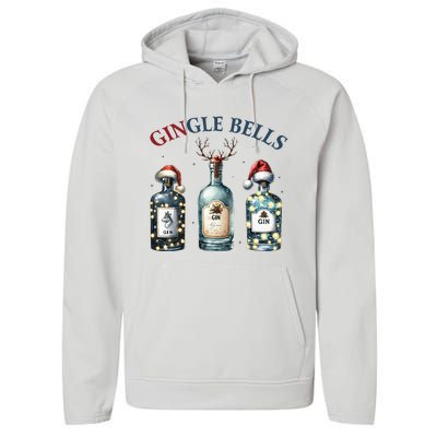 Gingle Bells Gin Gin Bells Christmas Tree Merry Xmas Performance Fleece Hoodie