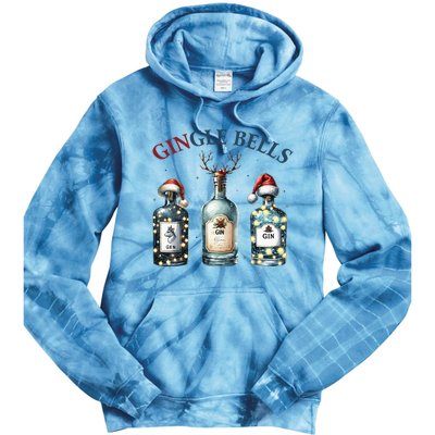 Gingle Bells Gin Gin Bells Christmas Tree Merry Xmas Tie Dye Hoodie