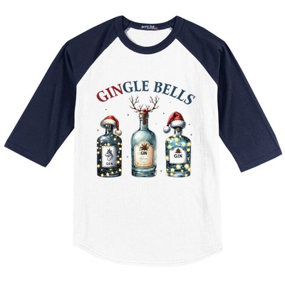 Gingle Bells Gin Gin Bells Christmas Tree Merry Xmas Baseball Sleeve Shirt