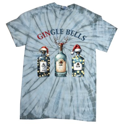 Gingle Bells Gin Gin Bells Christmas Tree Merry Xmas Tie-Dye T-Shirt