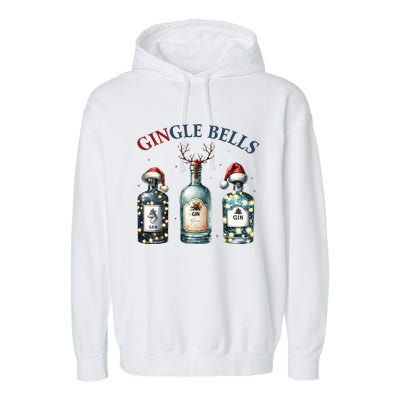 Gingle Bells Gin Gin Bells Christmas Tree Merry Xmas Garment-Dyed Fleece Hoodie