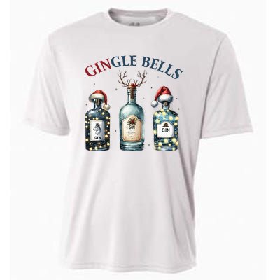 Gingle Bells Gin Gin Bells Christmas Tree Merry Xmas Cooling Performance Crew T-Shirt