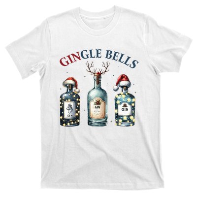 Gingle Bells Gin Gin Bells Christmas Tree Merry Xmas T-Shirt