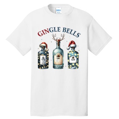 Gingle Bells Gin Gin Bells Christmas Tree Merry Xmas Tall T-Shirt