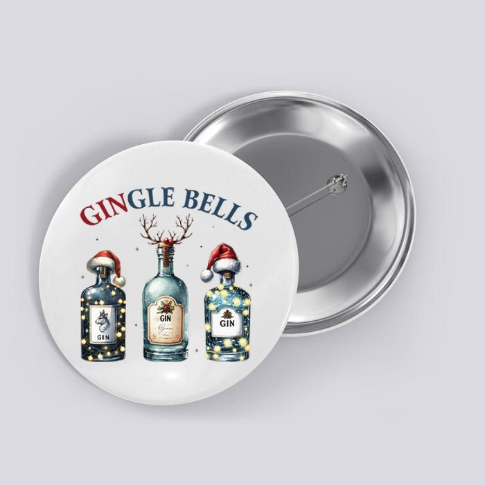 Gingle Bells Gin Gin Bells Christmas Tree Merry Xmas Button