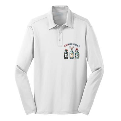 Gingle Bells Gin Gin Bells Christmas Tree Merry Xmas Silk Touch Performance Long Sleeve Polo