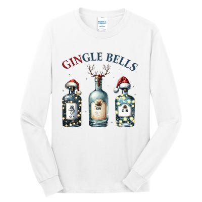 Gingle Bells Gin Gin Bells Christmas Tree Merry Xmas Tall Long Sleeve T-Shirt