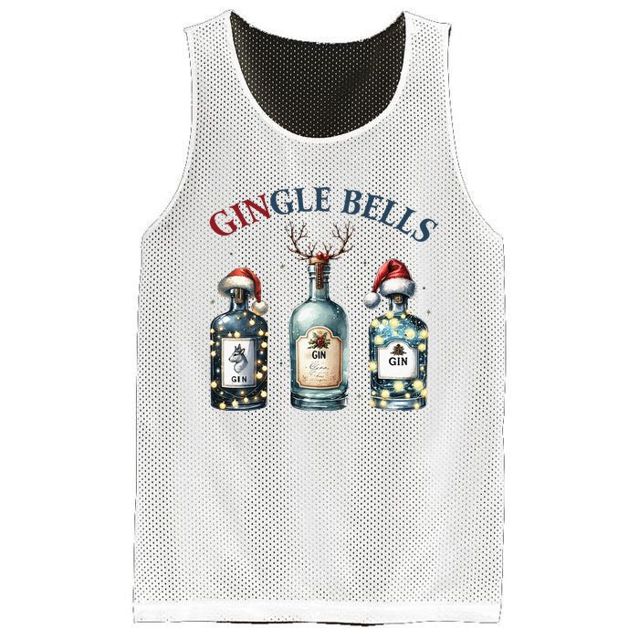 Gingle Bells Gin Gin Bells Christmas Tree Merry Xmas Mesh Reversible Basketball Jersey Tank