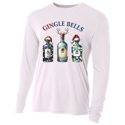 Gingle Bells Gin Gin Bells Christmas Tree Merry Xmas Cooling Performance Long Sleeve Crew