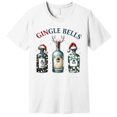 Gingle Bells Gin Gin Bells Christmas Tree Merry Xmas Premium T-Shirt