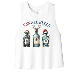 Gingle Bells Gin Gin Bells Christmas Tree Merry Xmas Women's Racerback Cropped Tank