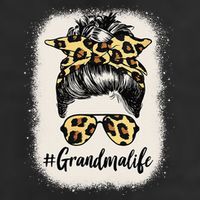 Grandmalife Bleached Grandma Life Leopard Messy Bun 7 Panel Mesh Trucker Snapback Hat