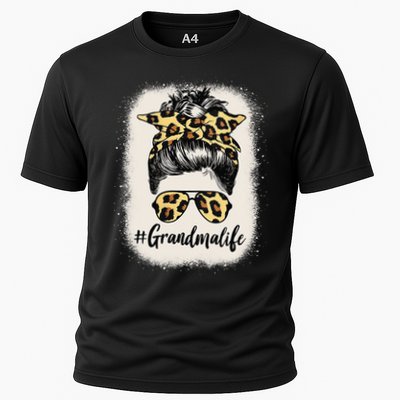 Grandmalife Bleached Grandma Life Leopard Messy Bun Performance Shirt