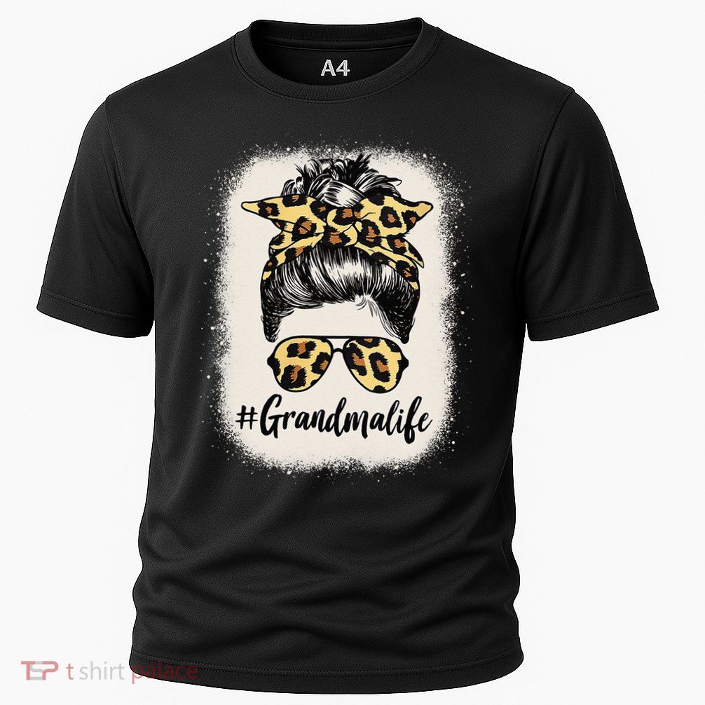 Grandmalife Bleached Grandma Life Leopard Messy Bun Performance Shirt