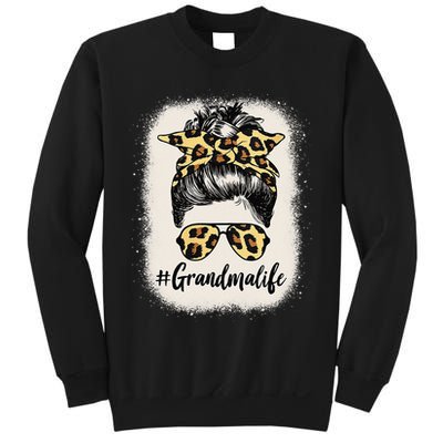 Grandmalife Bleached Grandma Life Leopard Messy Bun Sweatshirt