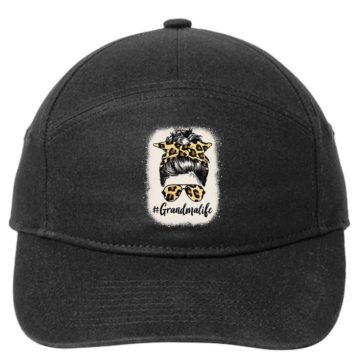 Grandmalife Bleached Grandma Life Leopard Messy Bun 7-Panel Snapback Hat