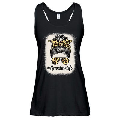 Grandmalife Bleached Grandma Life Leopard Messy Bun Ladies Essential Flowy Tank
