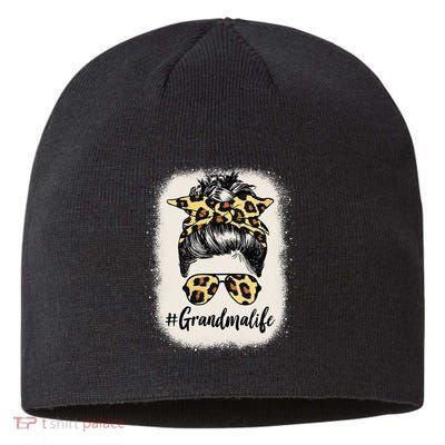 Grandmalife Bleached Grandma Life Leopard Messy Bun Sustainable Beanie