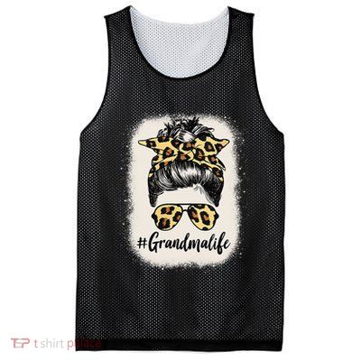 Grandmalife Bleached Grandma Life Leopard Messy Bun Mesh Reversible Basketball Jersey Tank