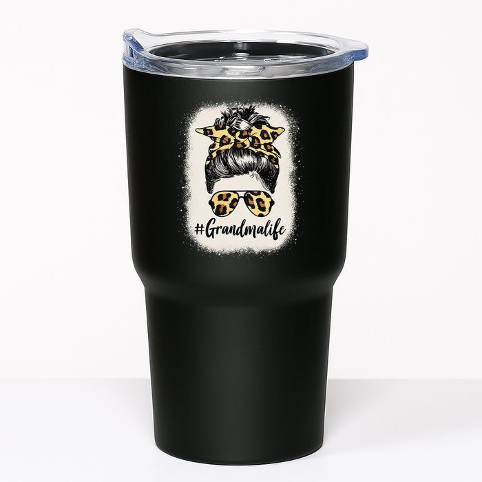 Grandmalife Bleached Grandma Life Leopard Messy Bun Tumbler
