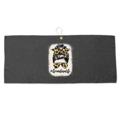 Grandmalife Bleached Grandma Life Leopard Messy Bun Large Microfiber Waffle Golf Towel