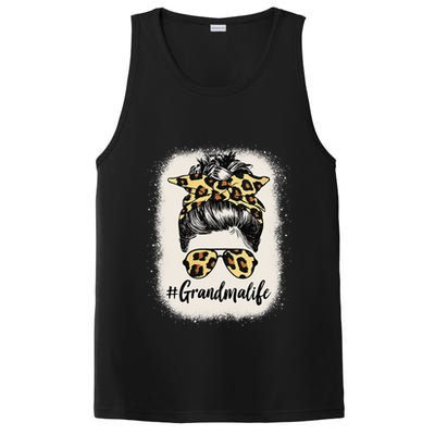 Grandmalife Bleached Grandma Life Leopard Messy Bun PosiCharge Competitor Tank