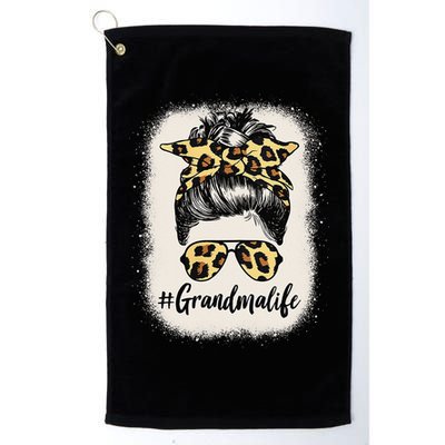 Grandmalife Bleached Grandma Life Leopard Messy Bun Golf Towel