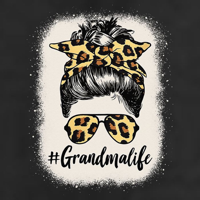 Grandmalife Bleached Grandma Life Leopard Messy Bun Golf Towel