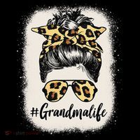 Grandmalife Bleached Grandma Life Leopard Messy Bun Toddler T-Shirt