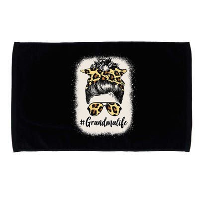 Grandmalife Bleached Grandma Life Leopard Messy Bun Microfiber Hand Towel