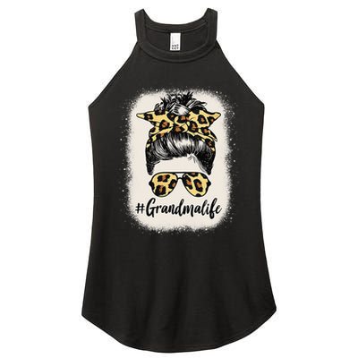 Grandmalife Bleached Grandma Life Leopard Messy Bun Women's Perfect Tri Rocker Tank