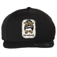 Grandmalife Bleached Grandma Life Leopard Messy Bun Wool Snapback Cap