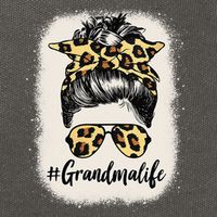 Grandmalife Bleached Grandma Life Leopard Messy Bun Cotton Canvas Backpack